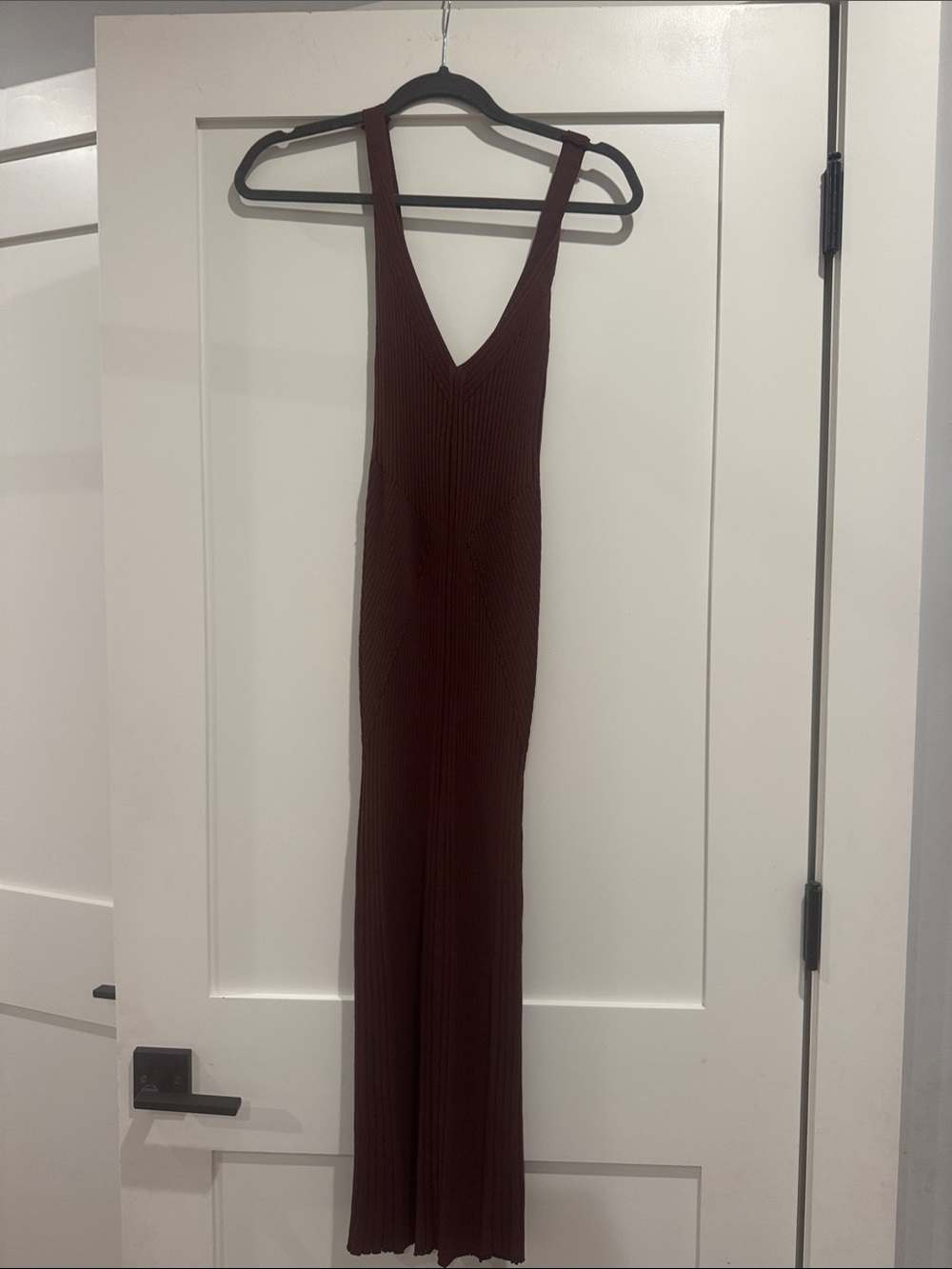 Sleeveless Ribbed Maxi Dress in Deep Burgundy